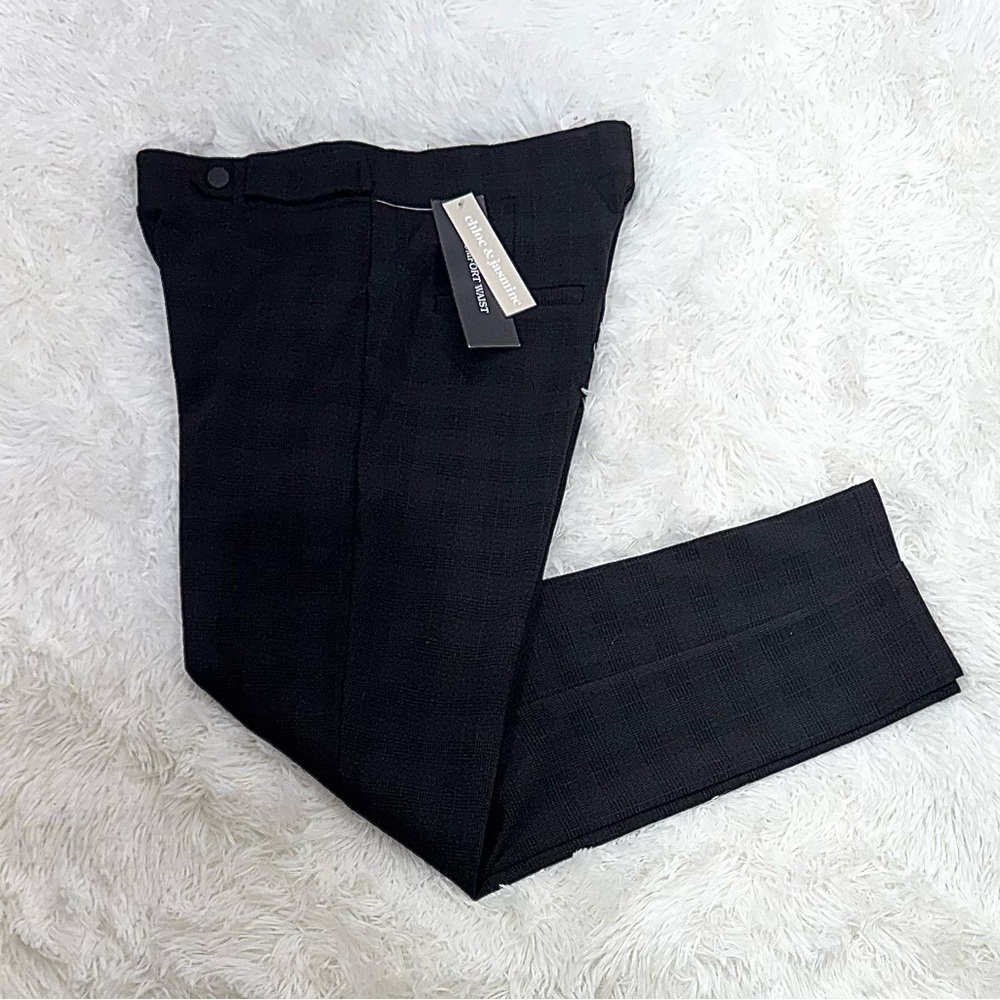 NWT CHLOE & JASMINE Black Plaid Trousers Size Medium Price to sell! - Picture 4 of 6